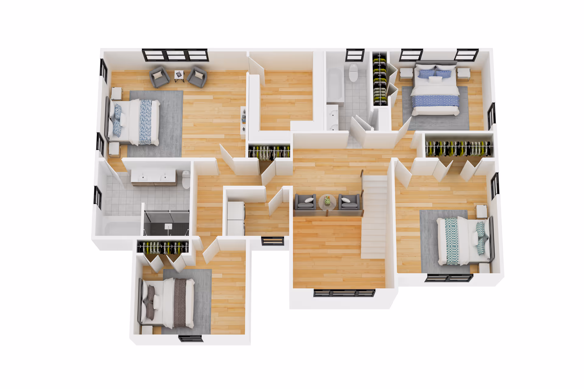 Detailed 3D floor plan