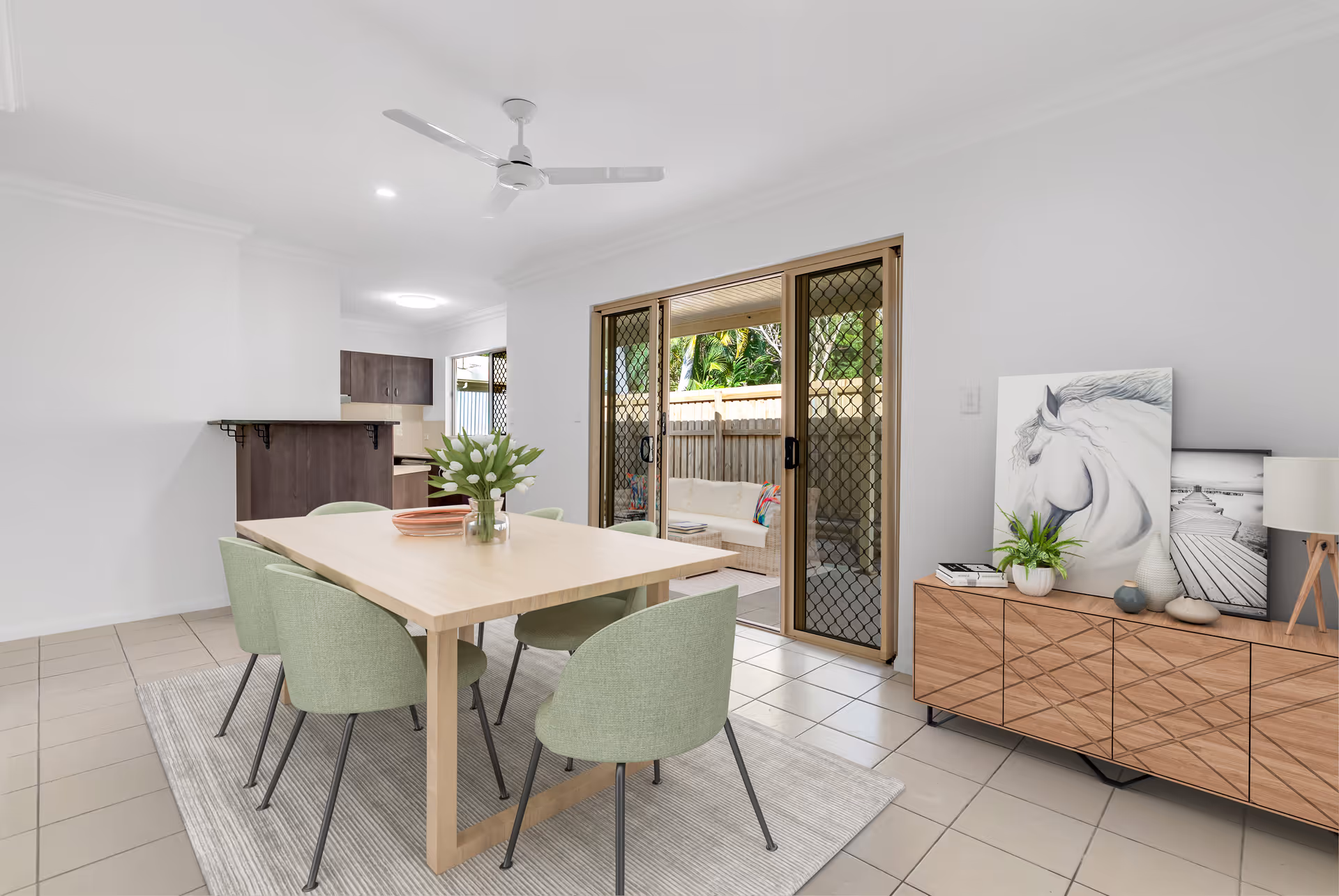 Empty property digitally furnished for enhanced buyer visualization after